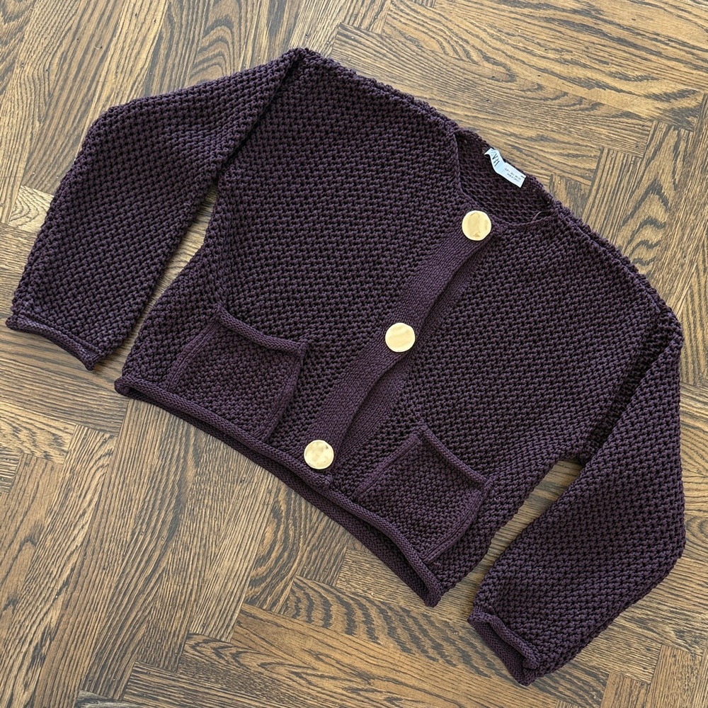 Zara Women's Purple Knit Sweater